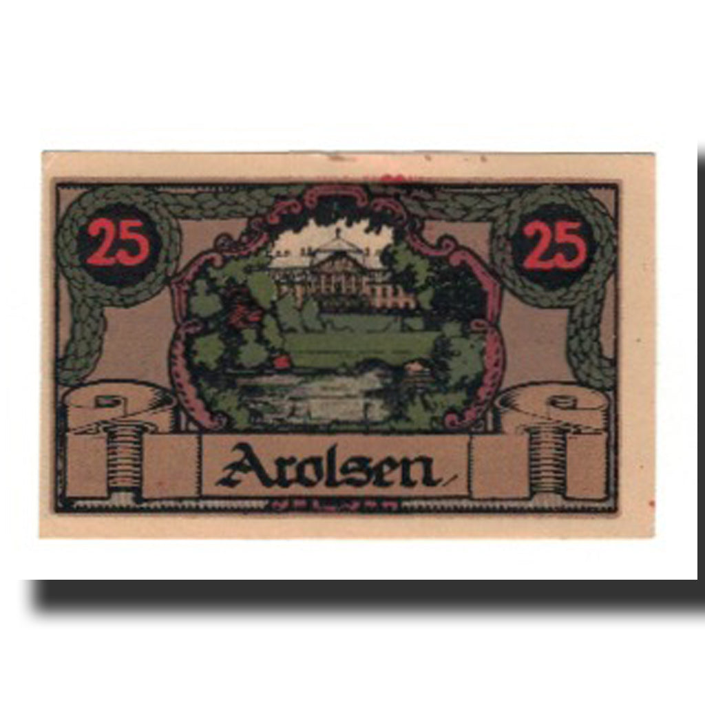 Geldschein, Deutschland, Arolsen Stadt, 25 Pfennig, paysage, 1921, VZ, Mehl:44.1
