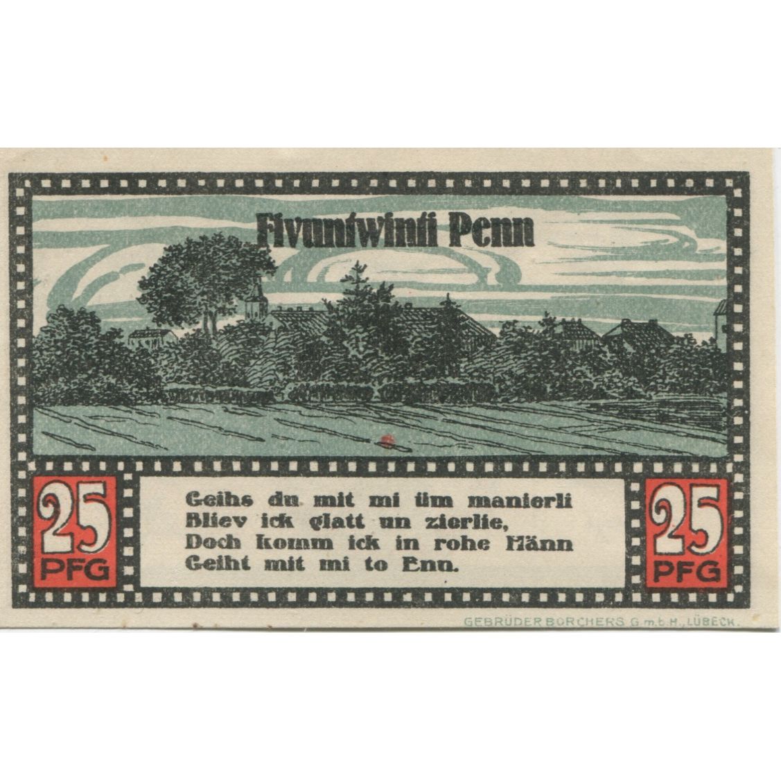 Billet, Allemagne, Ahrensbök Stadt, 25 Pfennig, paysage, 1920, SUP, Mehl:6.1