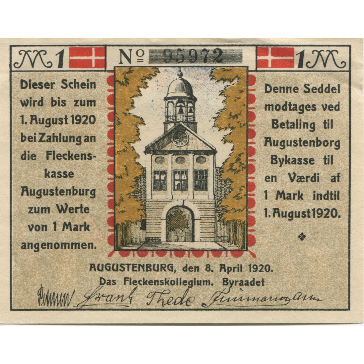Banknote, Germany, Augustenburg Stadt, 1 Mark, cloche, 1920, 1920-08-01