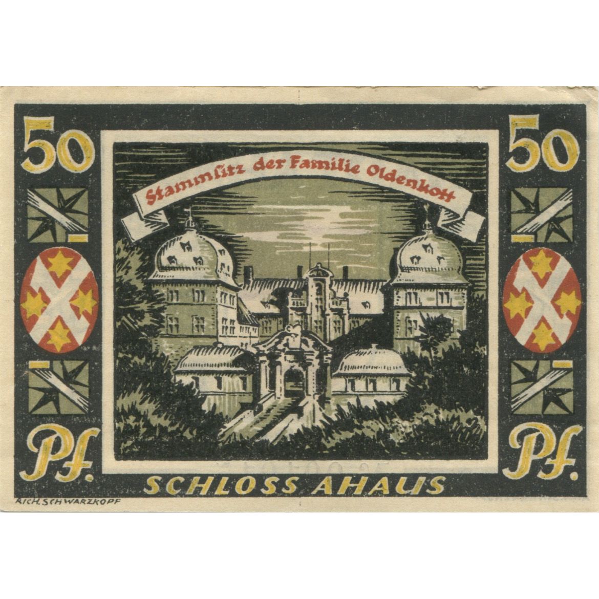 Billet, Allemagne, Ahaus Stadt, 50 Pfennig, paysage, 1921, 1921-06-07, SUP