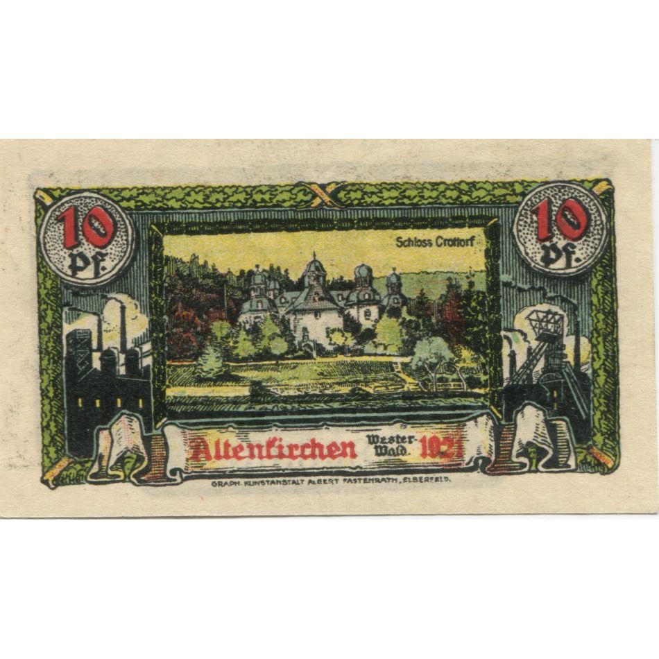 Banknote, Germany, Altenkirchen Kreis, 10 Pfennig, paysage, 1921, AU(55-58)