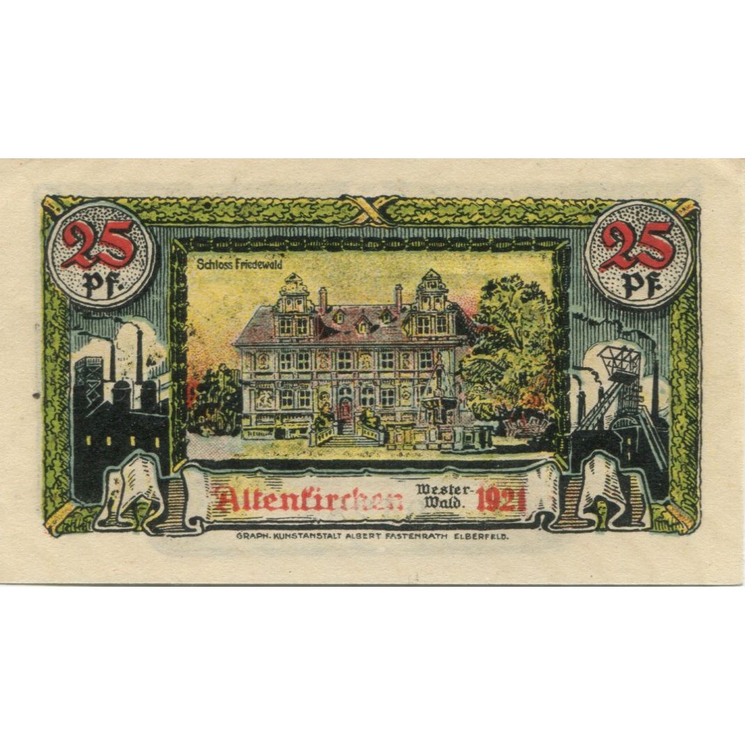 Billet, Allemagne, Altenkirchen Kreis, 25 Pfennig, Batiment, 1921, SUP