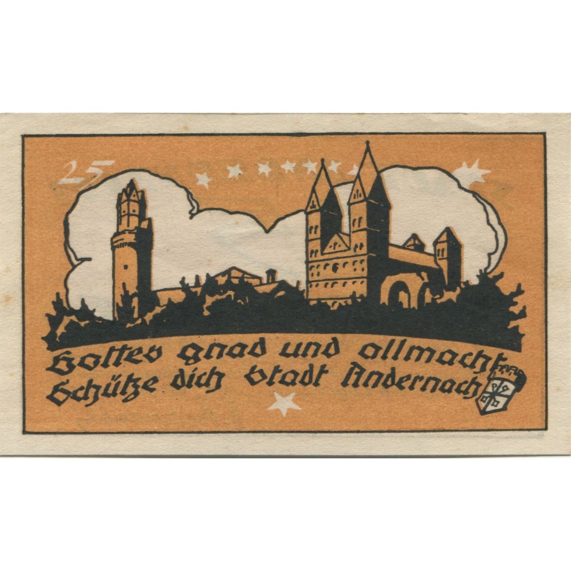 Banknote, Germany, Andernach Stadt, 25 Pfennig, Batiment, 1920, 1920-04-01