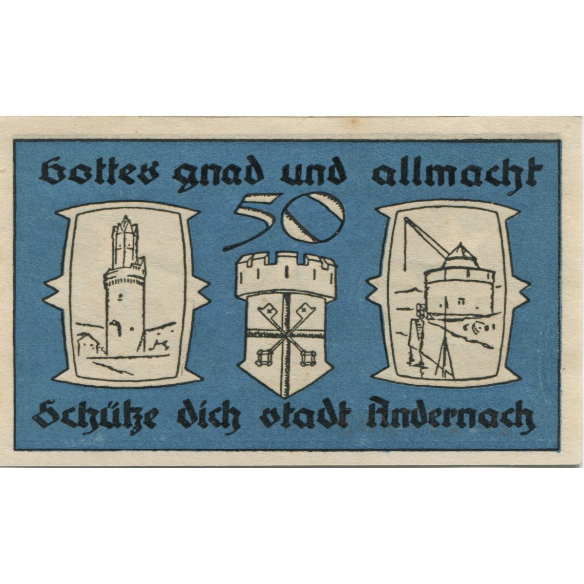 Banknote, Germany, Andernach Stadt, 50 Pfennig, Batiment, 1920, 1920-04-01