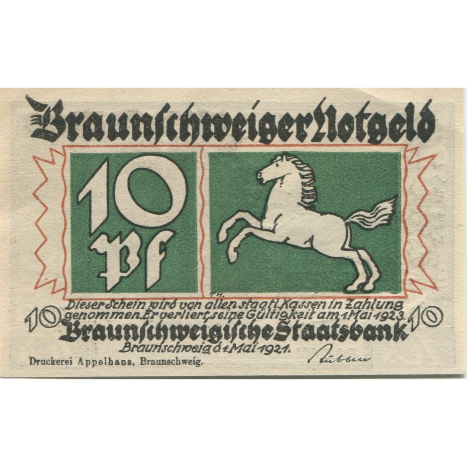 Banknote, Germany, Braunschweig Braunschweigische Staatsbank, 10 Pfennig