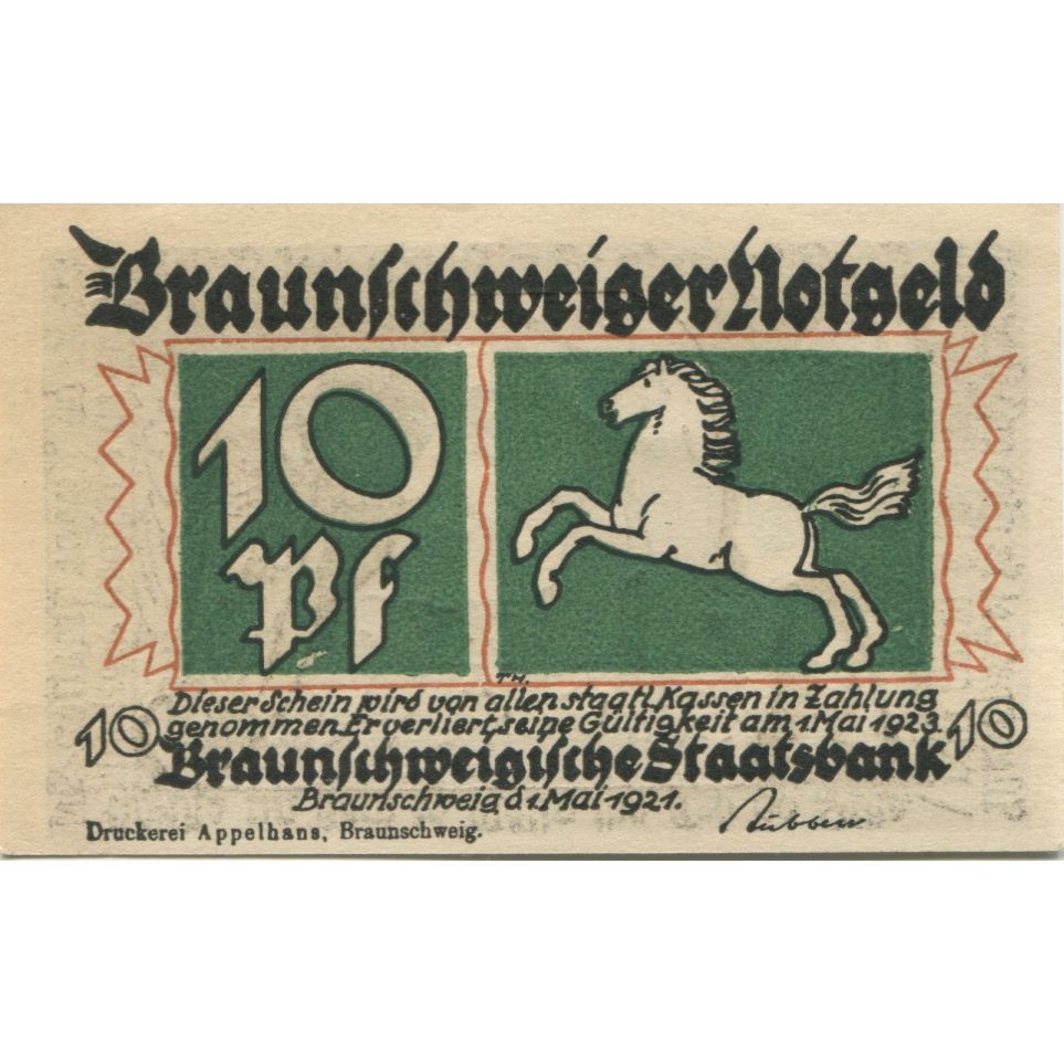 Banknote, Germany, Braunschweig Braunschweigische Staatsbank, 10 Pfennig