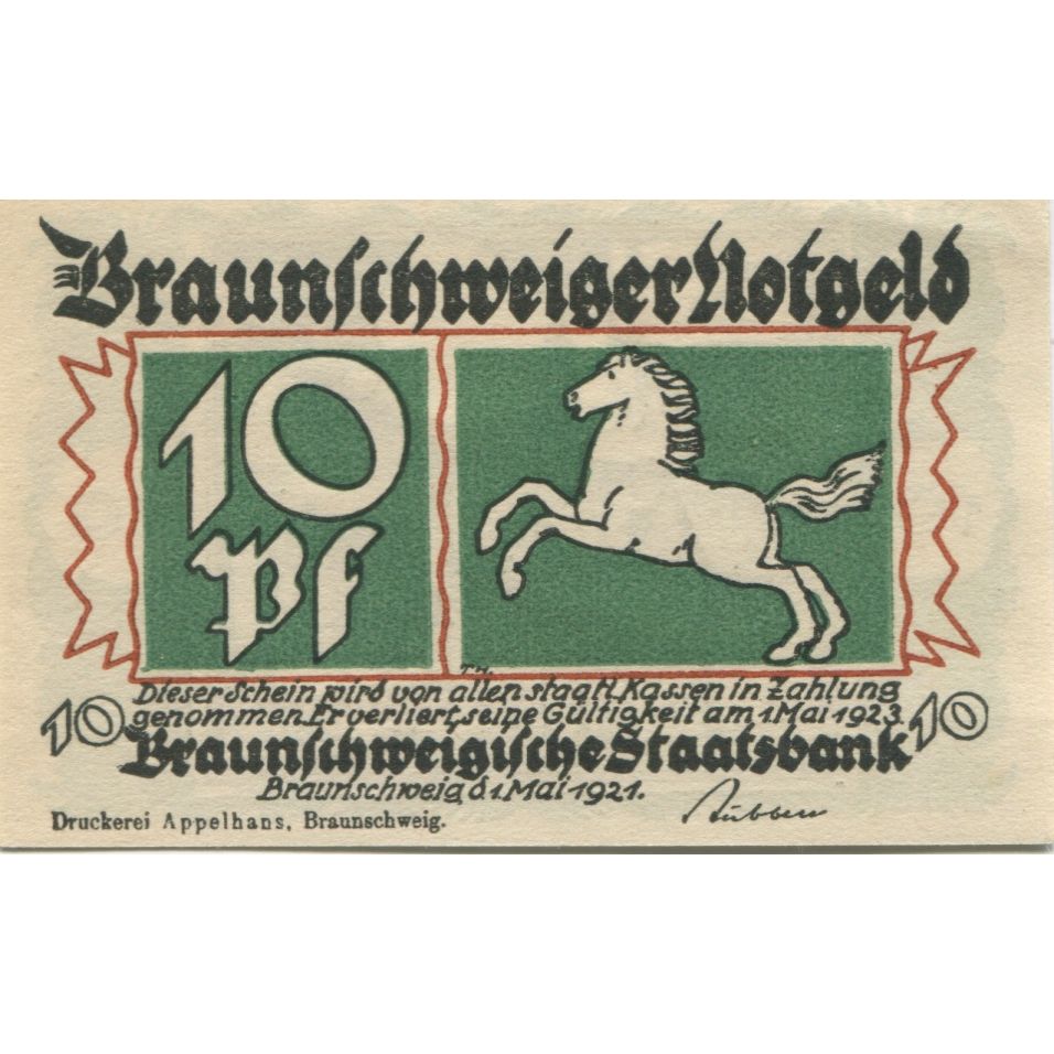 Banknote, Germany, Braunschweig Braunschweigische Staatsbank, 10 Pfennig