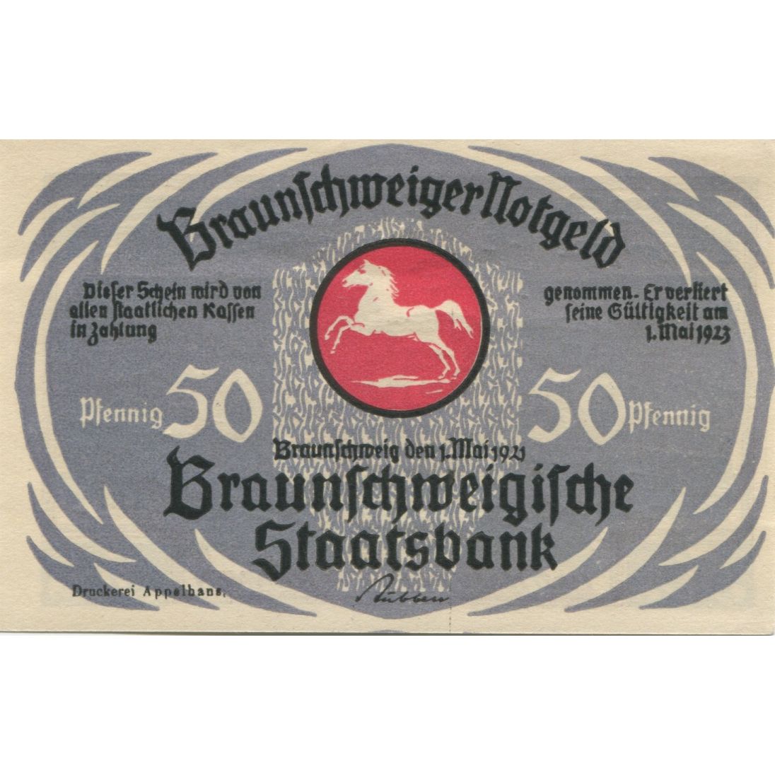Banknote, Germany, Braunschweig Braunschweigische Staatsbank, 50 Pfennig, course