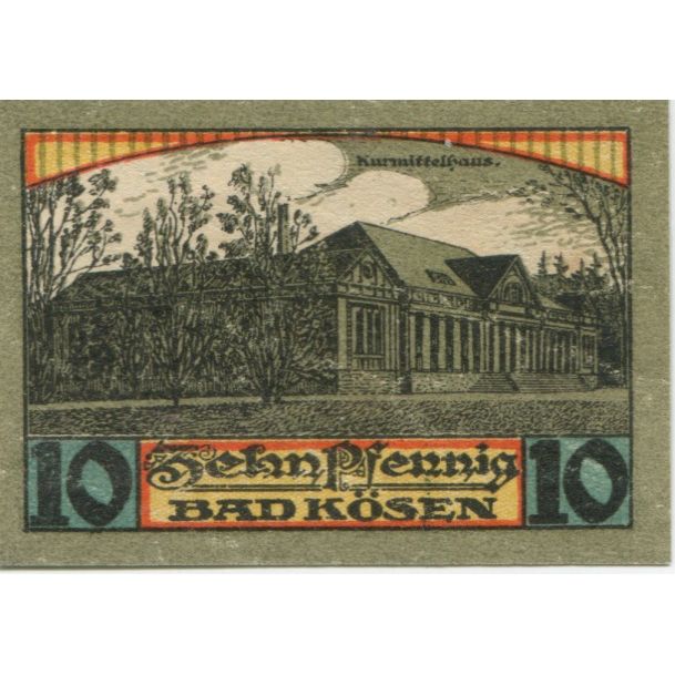 Banknote, Germany, Kösen Bad Stadt, 10 Pfennig, Batiment, 1921, 1921-06-01