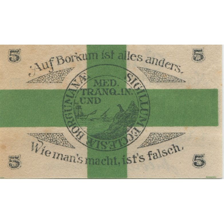 Banconote, Germania, Borkum Gemeinde, 5 Pfennig, Texte, 1920, 1920-08-01, SPL-