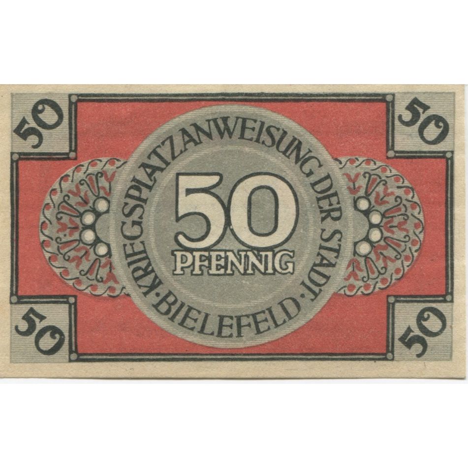 Banknote, Germany, Bielefeld Stadt, 50 Pfennig, valeur faciale, 1918