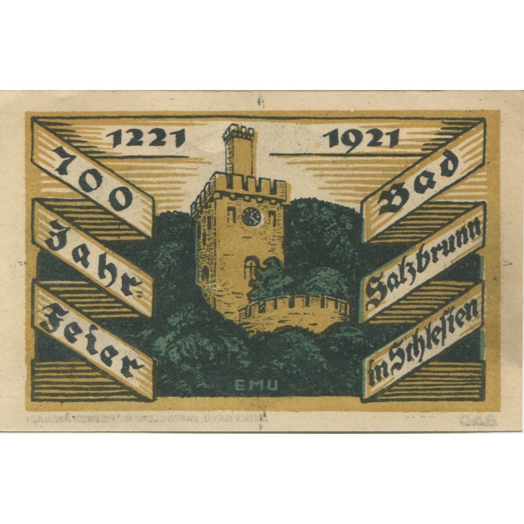 Banknote, Germany, Ober-Salzbrunn Gemeinde, 50 Pfennig, Batiment, 1921