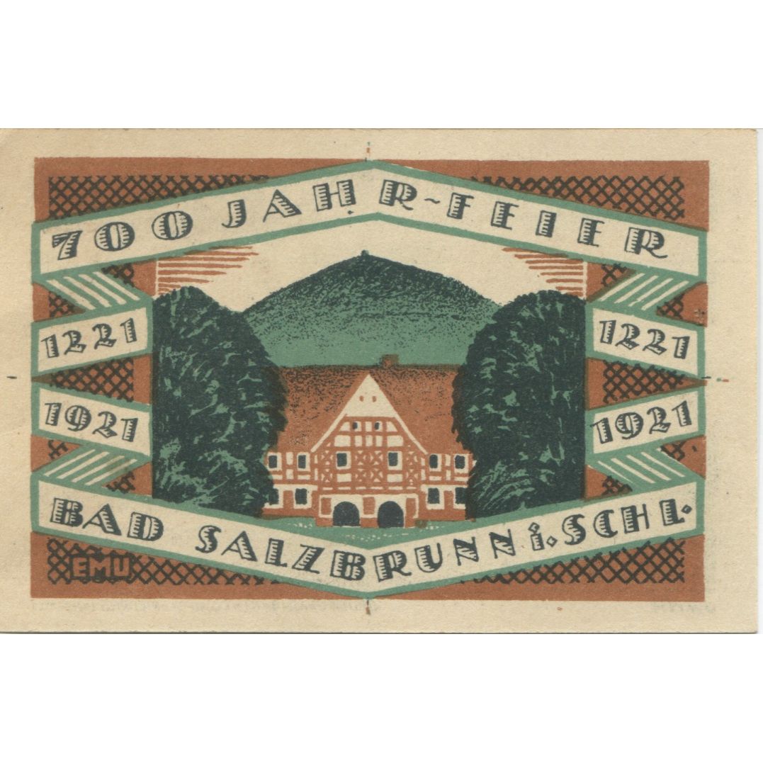 Banknote, Germany, Ober-Salzbrunn Gemeinde, 50 Pfennig, paysage, 1921