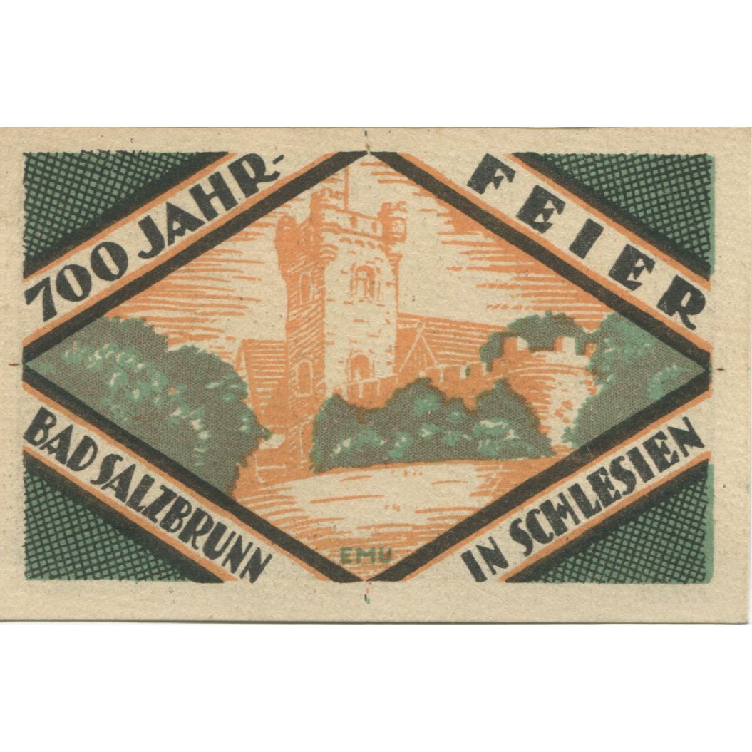 Banknote, Germany, Ober-Salzbrunn Gemeinde, 50 Pfennig, château, 1921