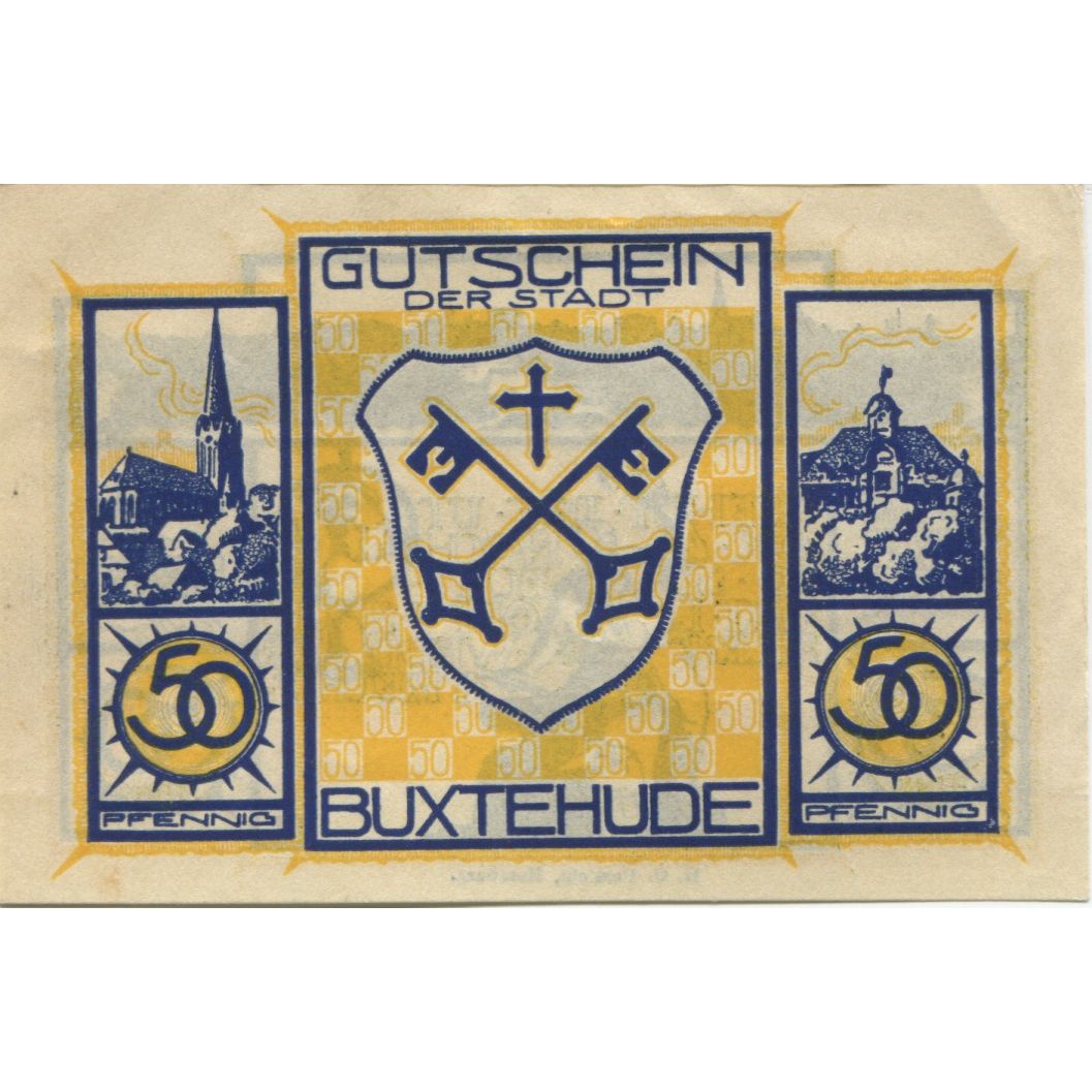 Banknote, Germany, Buxtehude Stadt, 50 Pfennig, personnage, 1920, 1920-10-01