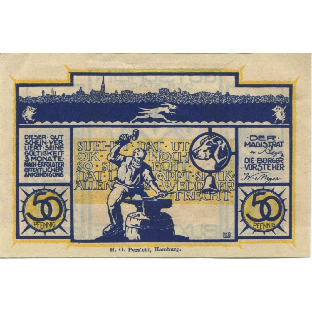 Banknote, Germany, Buxtehude Stadt, 50 Pfennig, personnage, 1920, 1920-10-01
