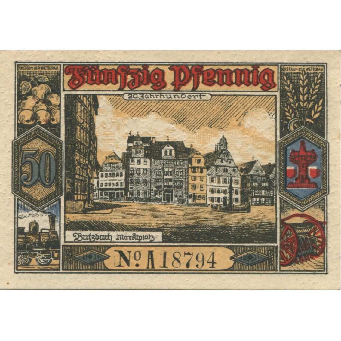 Banconote, Germania, Butzbach Stadt, 50 Pfennig, place, 1921, 1921-05-06, SPL-
