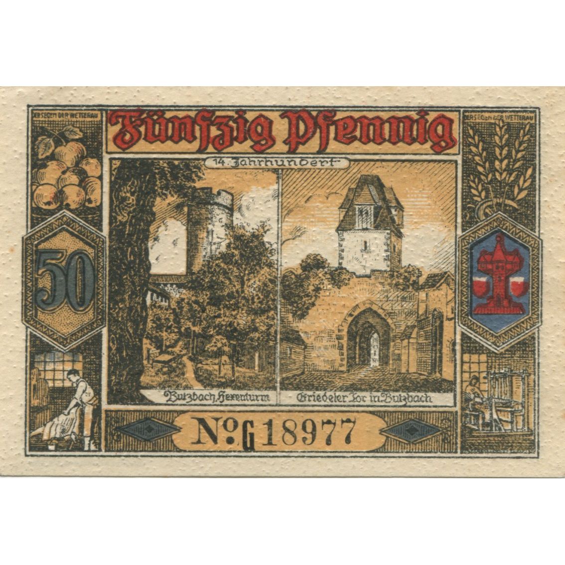 Banknote, Germany, Butzbach Stadt, 50 Pfennig, Batiment, 1921, 1921-05-06