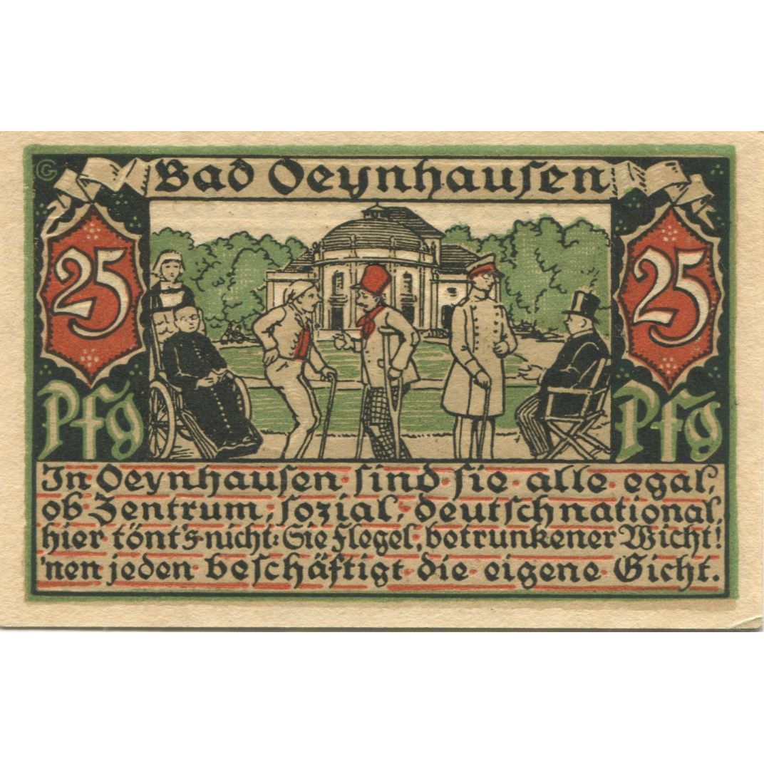 Banknote, Germany, Oeynhausen Bad W Klutsch Hotel Furstenhof, 25 Pfennig