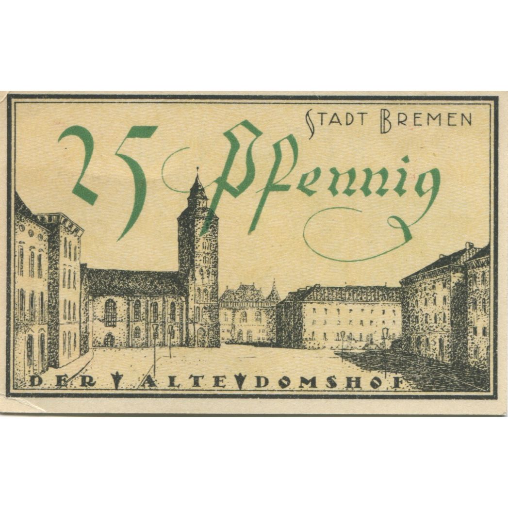 Banknote, Germany, Bremen Finanzdeputation, 25 Pfennig, place, 1921, 1921-09-15