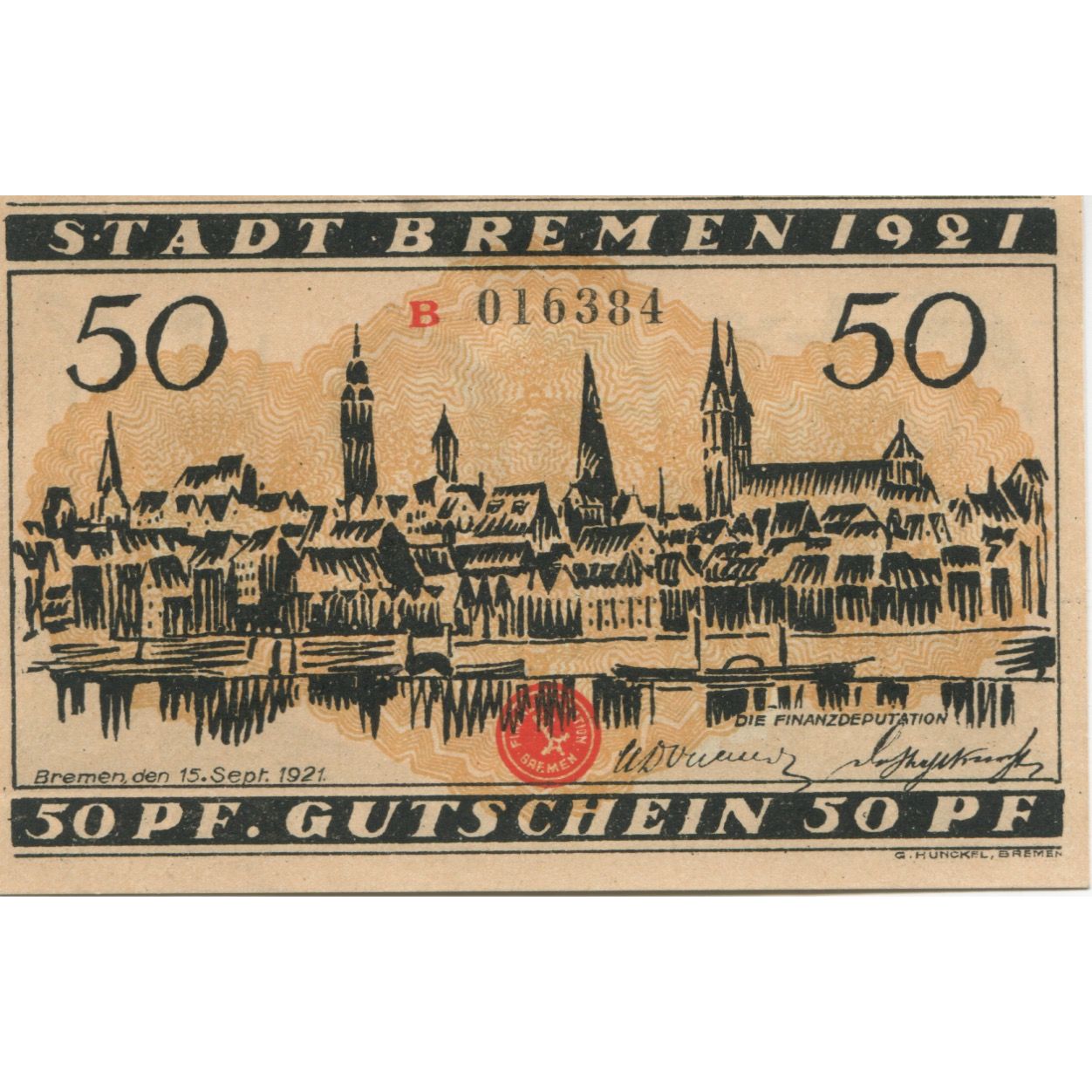 Banknote, Germany, Bremen Finanzdeputation, 50 Pfennig, personnage, 1921
