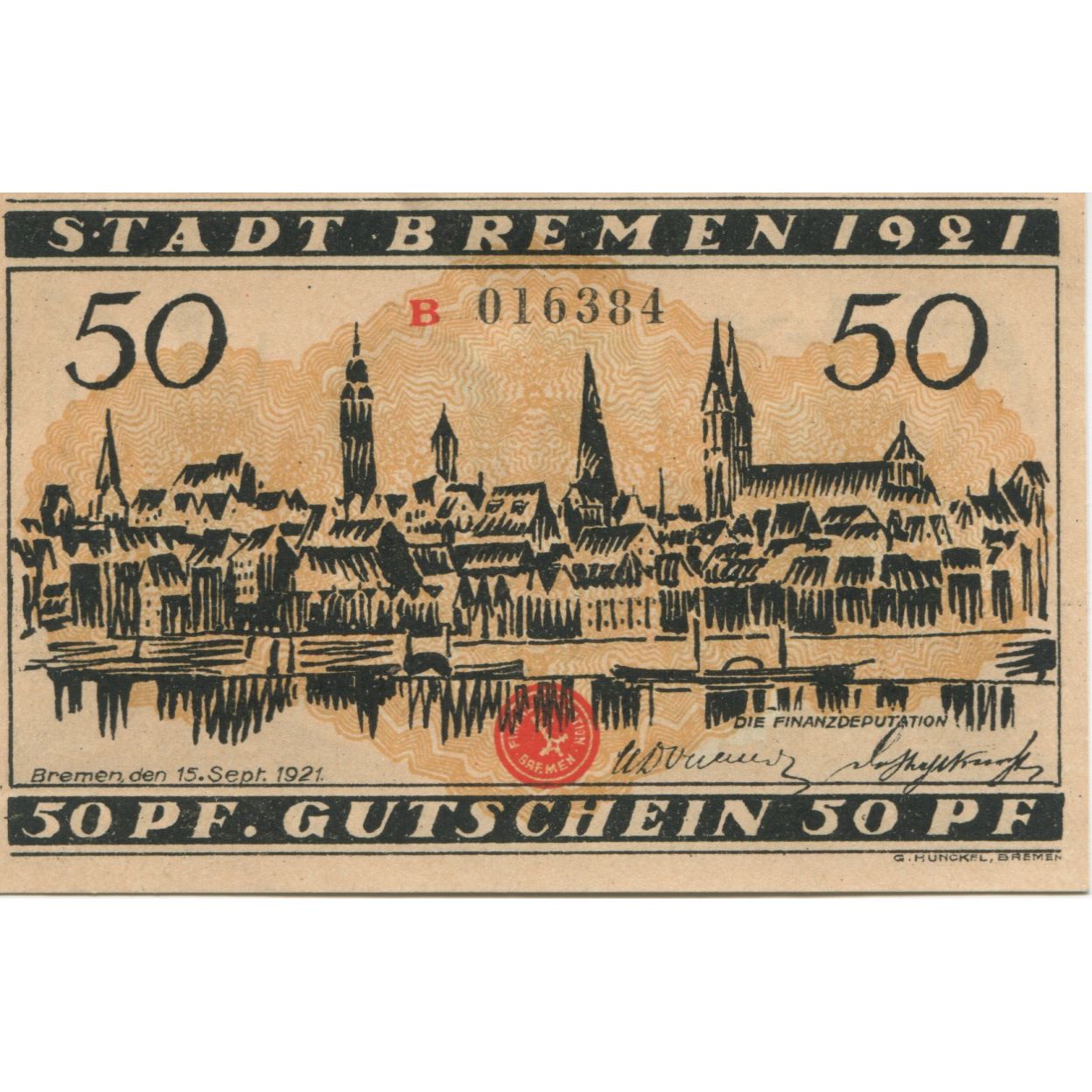 Banknote, Germany, Bremen Finanzdeputation, 50 Pfennig, personnage, 1921