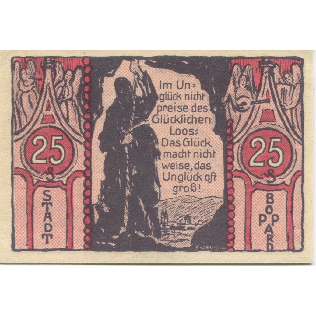 Billet, Allemagne, Boppard Stadt, 25 Pfennig, personnage, 1921, 1921-03-30, SUP