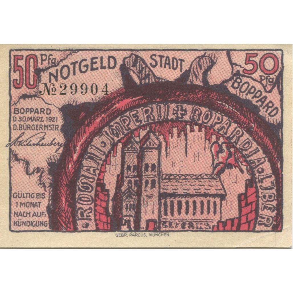 Banknote, Germany, Boppard Stadt, 50 Pfennig, personnage, 1921, 1921-03-30