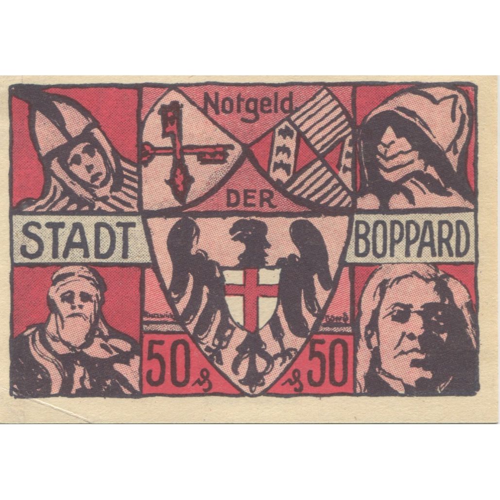 Banknote, Germany, Boppard Stadt, 50 Pfennig, personnage, 1921, 1921-03-30