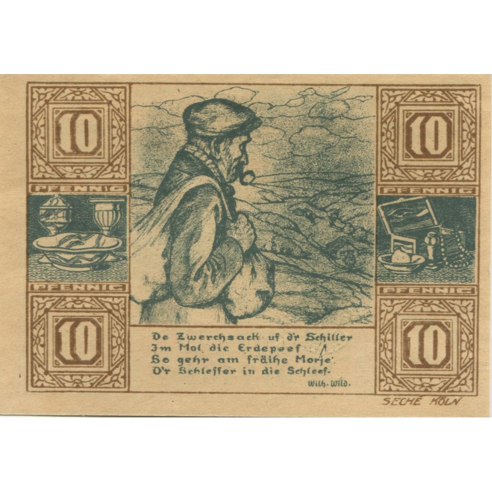 Banknote, Germany, Birkenfeld Landesvorstand, 10 Pfennig, personnage, 1921