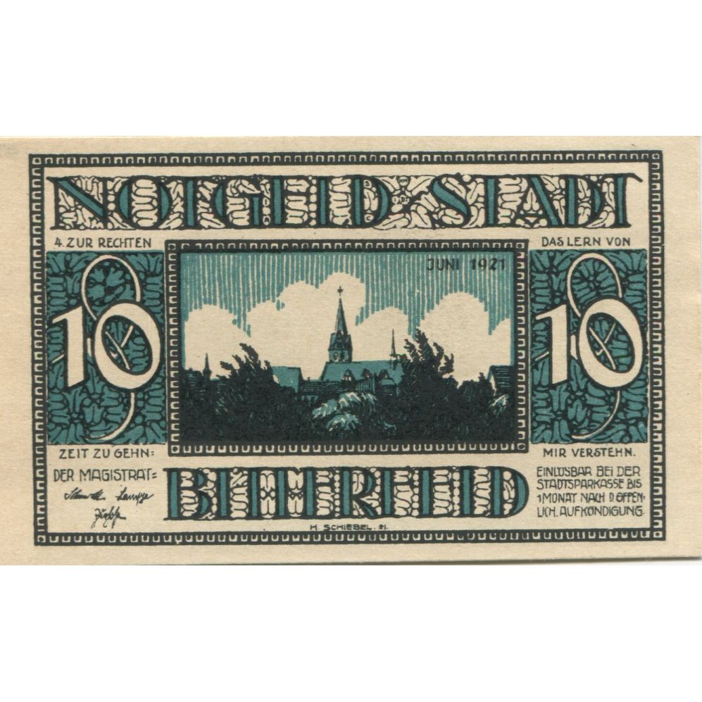 Banknote, Germany, Bitterfeld Stadt, 10 Pfennig, batiment 1, 1921, AU(55-58)