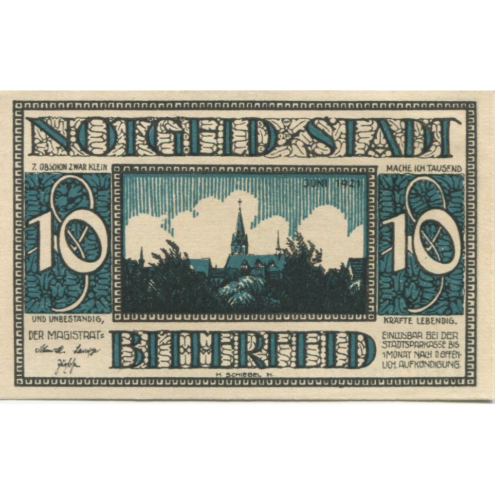 Banknote, Germany, Bitterfeld Stadt, 10 Pfennig, batiment 3, 1921, AU(55-58)