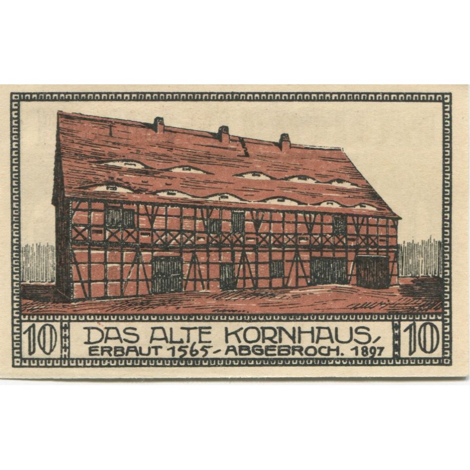 Banknote, Germany, Bitterfeld Stadt, 10 Pfennig, batiment 3, 1921, AU(55-58)