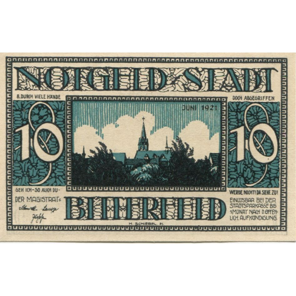 Banknote, Germany, Bitterfeld Stadt, 10 Pfennig, Batiment 4, 1921, AU(55-58)