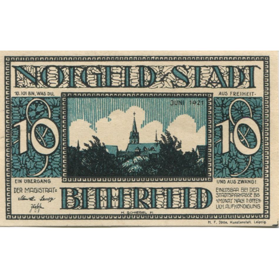 Banknote, Germany, Bitterfeld Stadt, 10 Pfennig, Batiment 6, 1921, AU(55-58)
