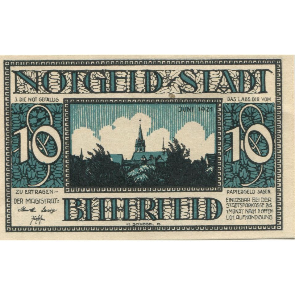 Banknote, Germany, Bitterfeld Stadt, 10 Pfennig, Batiment 8, 1921, AU(55-58)