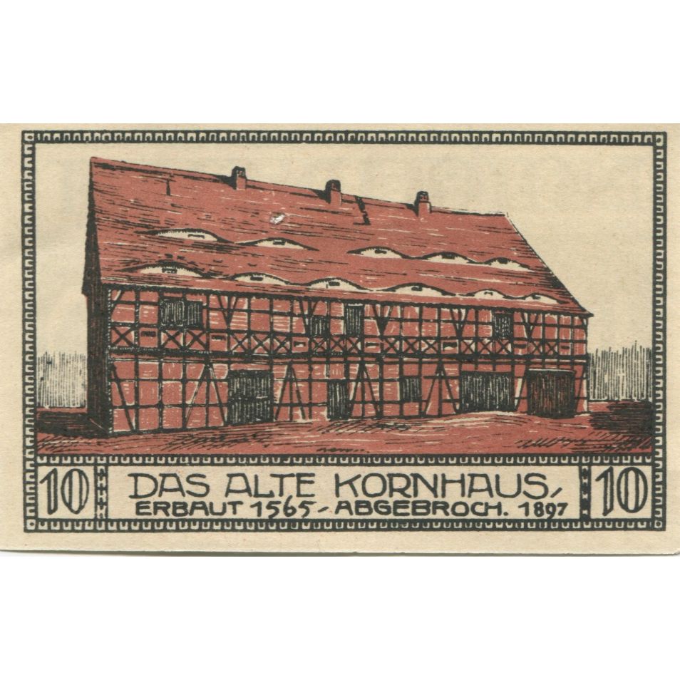Banknote, Germany, Bitterfeld Stadt, 10 Pfennig, Batiment 8, 1921, AU(55-58)