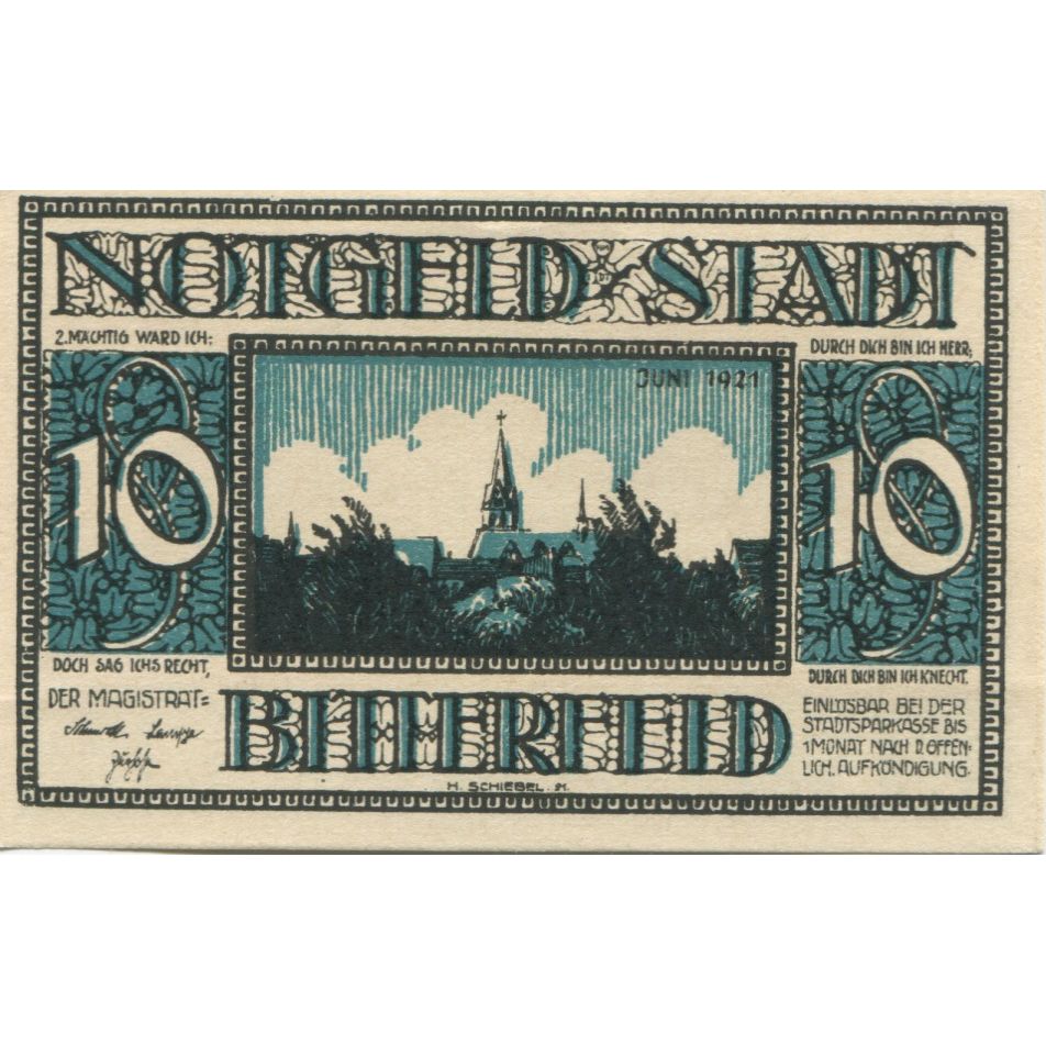 Billete, Alemania, Bitterfeld Stadt, 10 Pfennig, Batiment 9, 1921, EBC