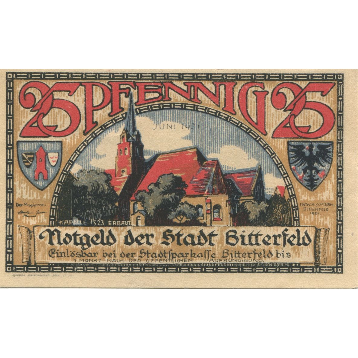 Banknote, Germany, Bitterfeld Stadt, 25 Pfennig, Texte, 1921, AU(55-58)