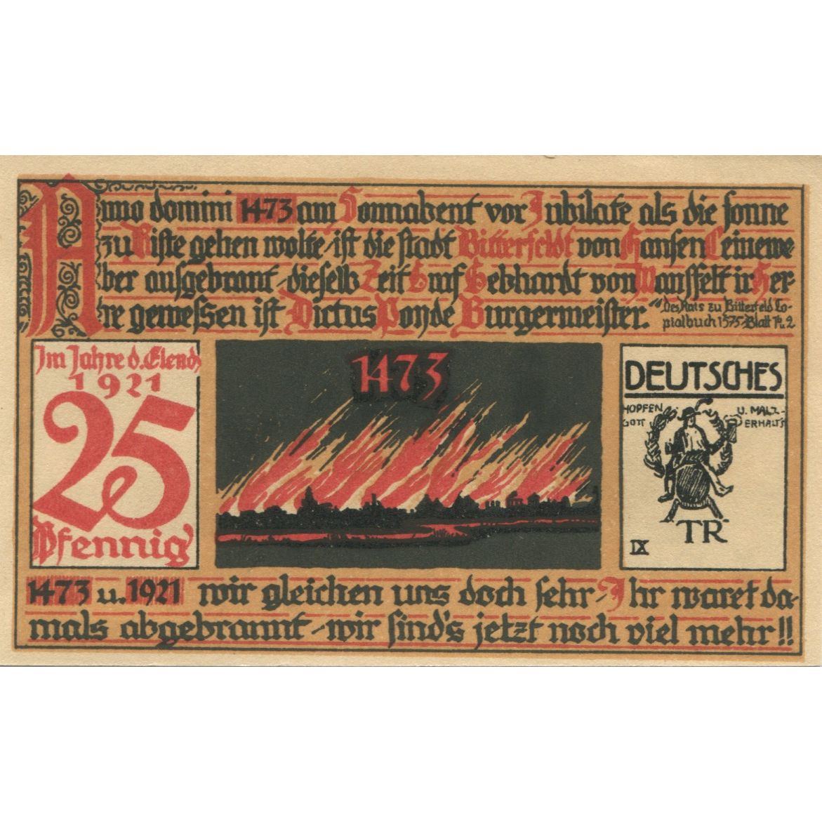 Banknote, Germany, Bitterfeld Stadt, 25 Pfennig, texte 1, 1921, AU(55-58)