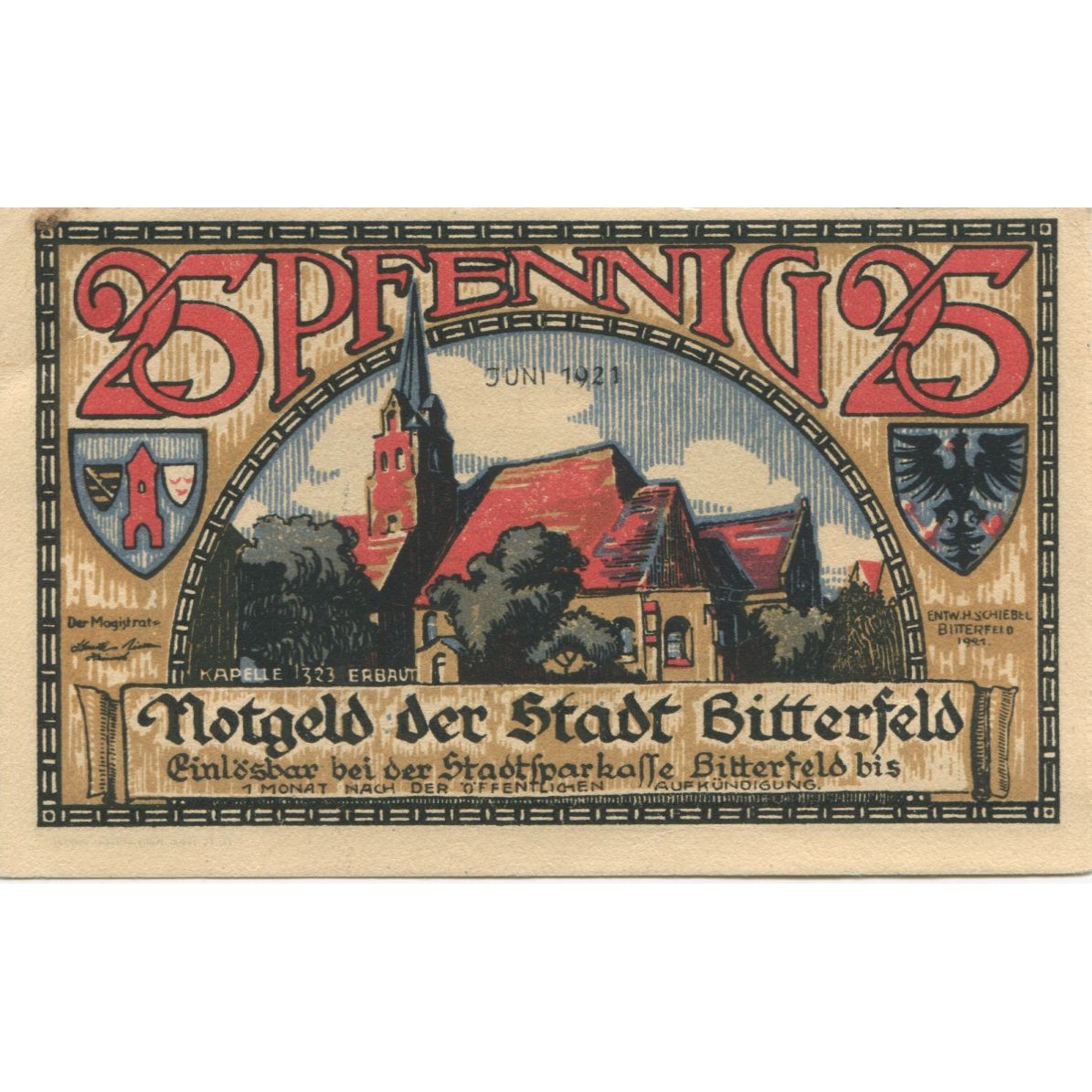 Banknote, Germany, Bitterfeld Stadt, 25 Pfennig, Texte 2, 1921, AU(55-58)