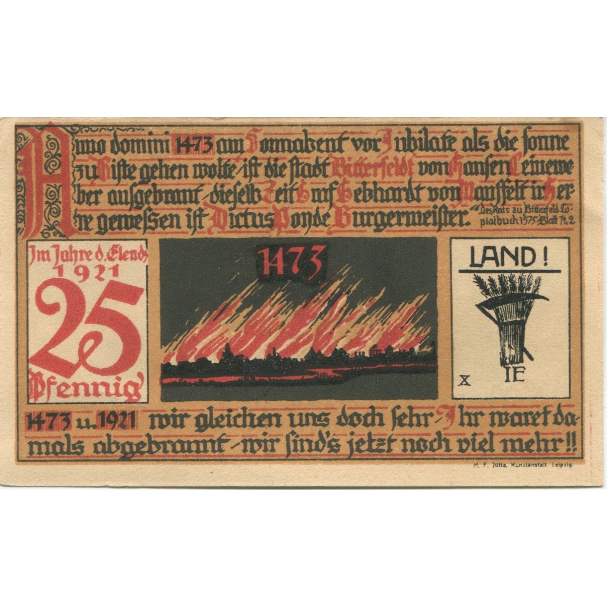 Banknote, Germany, Bitterfeld Stadt, 25 Pfennig, Texte 2, 1921, AU(55-58)