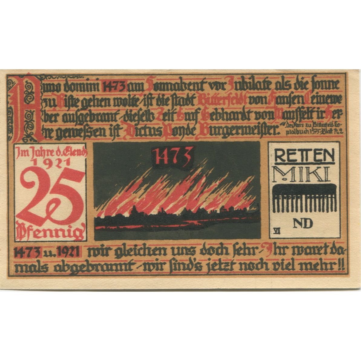 Banknote, Germany, Bitterfeld Stadt, 25 Pfennig, Texte 3, 1921, AU(55-58)