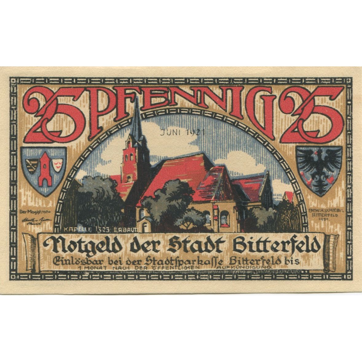 Banknote, Germany, Bitterfeld Stadt, 25 Pfennig, Texte 4, 1921, AU(55-58)