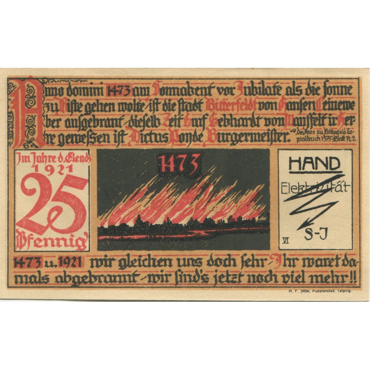 Banknote, Germany, Bitterfeld Stadt, 25 Pfennig, Texte 4, 1921, AU(55-58)