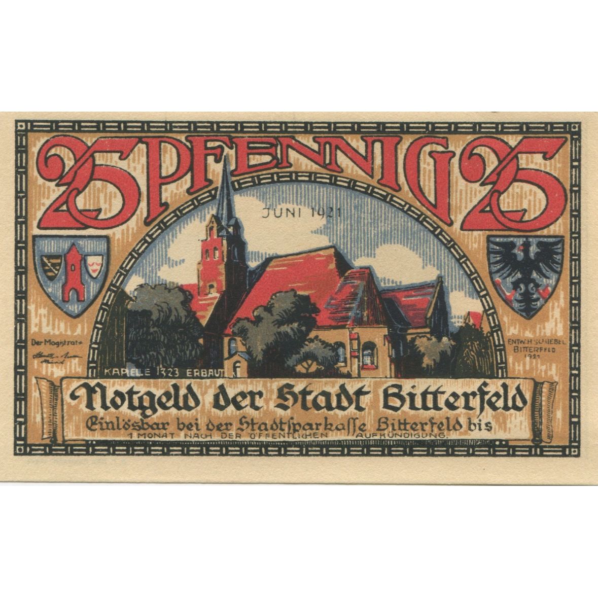 Banknote, Germany, Bitterfeld Stadt, 25 Pfennig, Texte  5, 1921, AU(55-58)