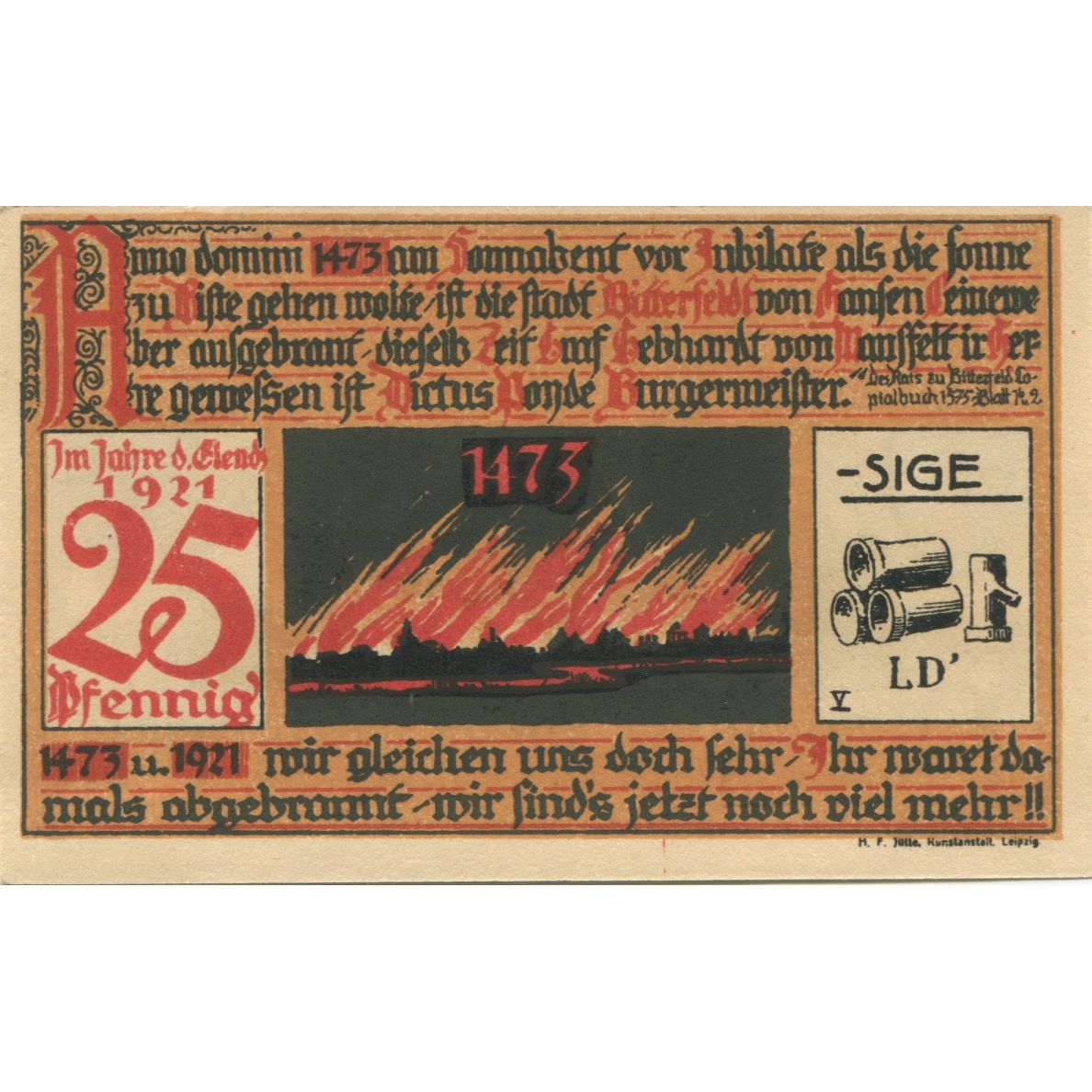 Banknote, Germany, Bitterfeld Stadt, 25 Pfennig, Texte  5, 1921, AU(55-58)