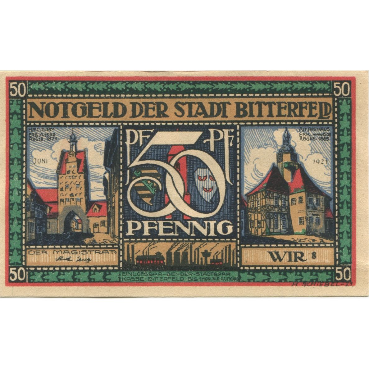 Banknote, Germany, Bitterfeld Stadt, 50 Pfennig, personnage 5, 1921, AU(55-58)