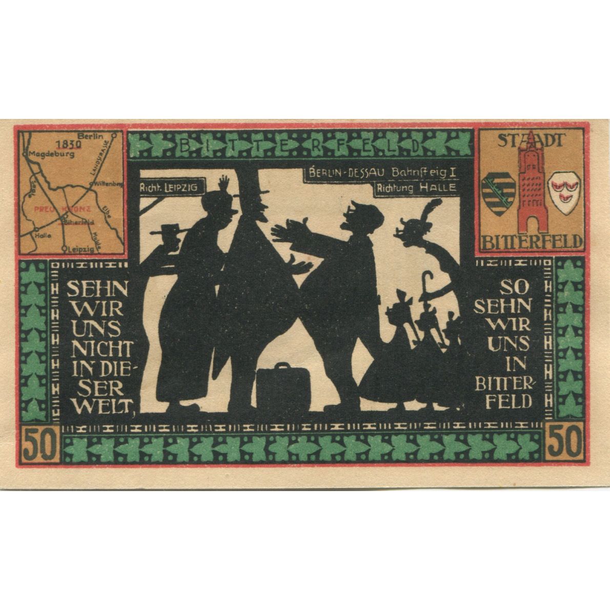 Banknote, Germany, Bitterfeld Stadt, 50 Pfennig, personnage 5, 1921, AU(55-58)