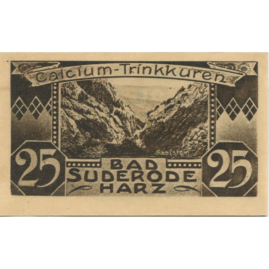Banknote, Germany, Suderode im Harz Gemeinde, 25 Pfennig, paysage, 1921